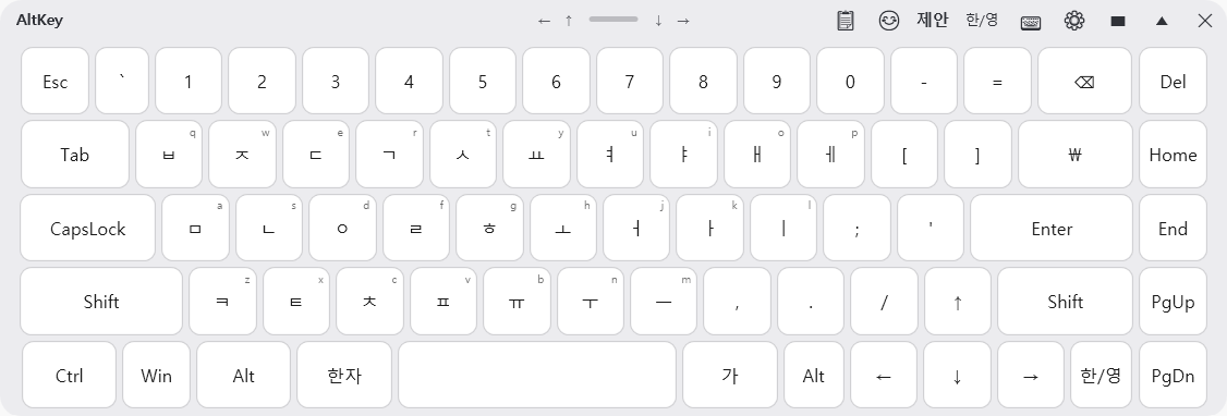 AltKey 기본 화상 키보드 화면